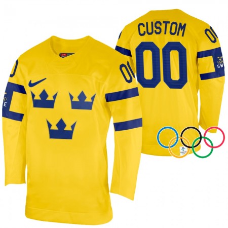 Maillot de Hockey Suède Personnaliser 2022 Winter Olympics Jaune Authentic - Homme